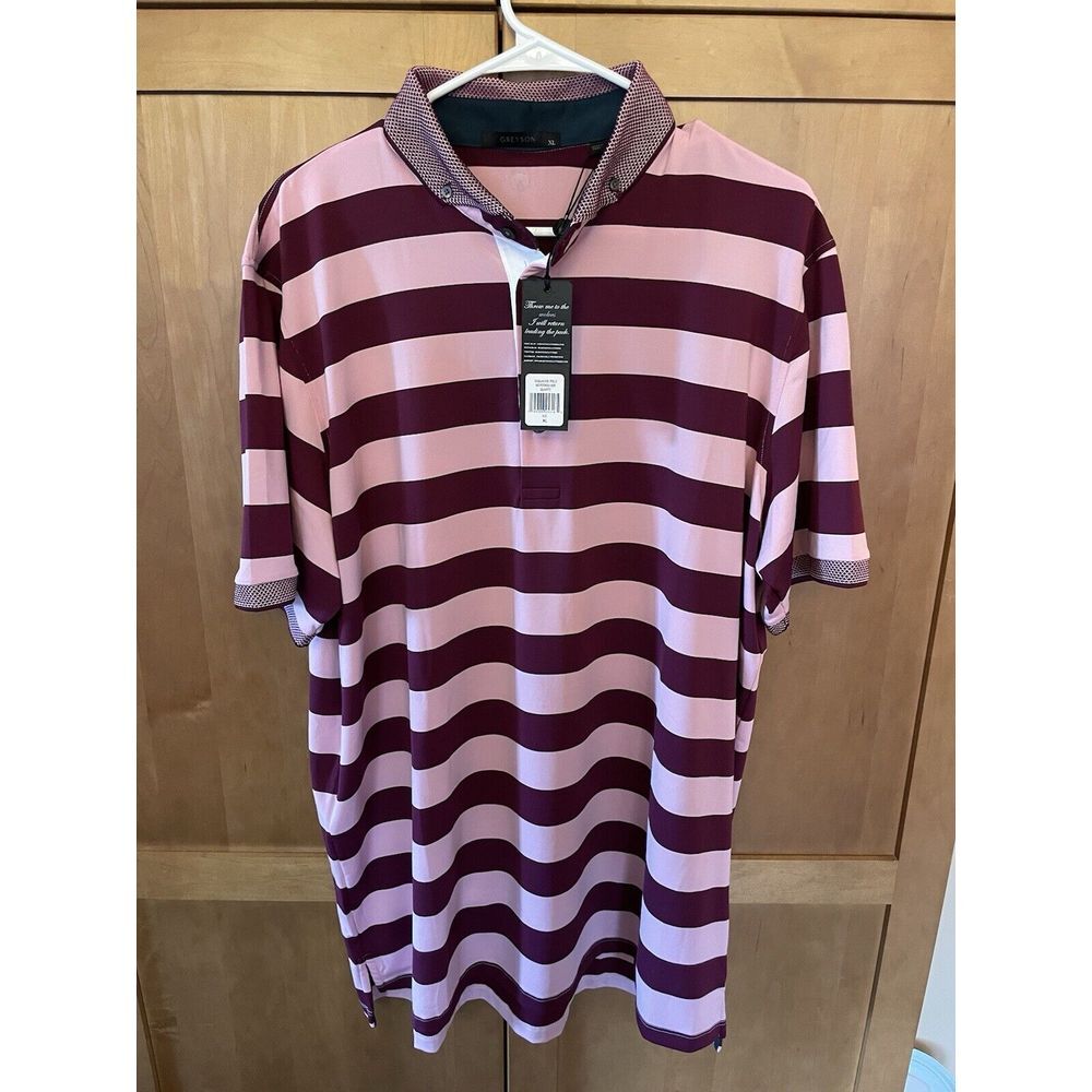NWT Men's XL Greyson Striped Golf Short Sleeve Polo Shirt